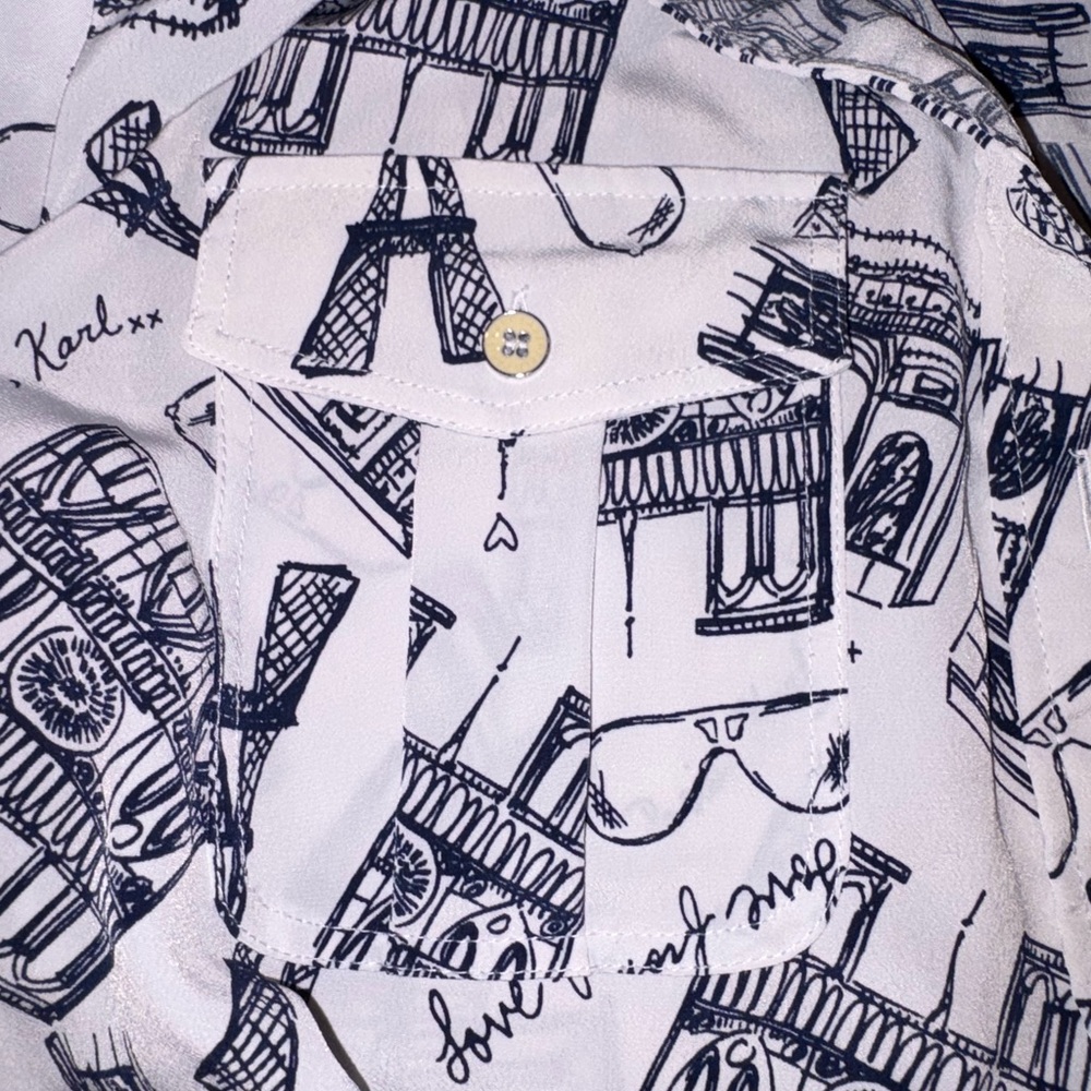 Karl Lagerfield “love from Paris” graphic button up M - Picture 6 of 6